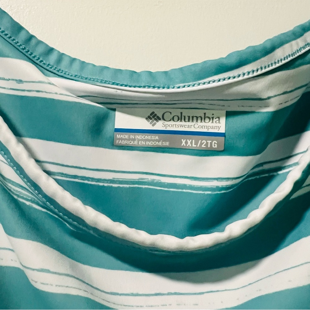 Columbia Women’s Chill River Printed Dress Teal White Stripes Size XXL Pockets - Picture 7 of 8